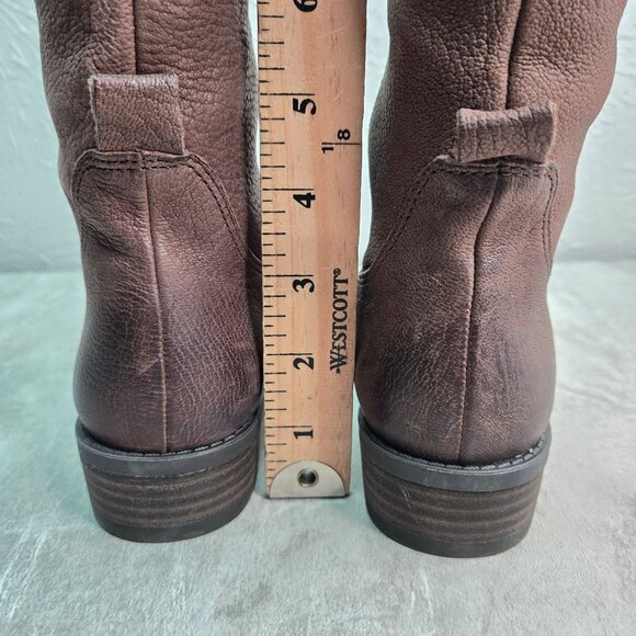 Vince Camuto Equestrian Boots Sz 5 Brown Leather Knee High Tall Western Riding - Picture 10 of 12